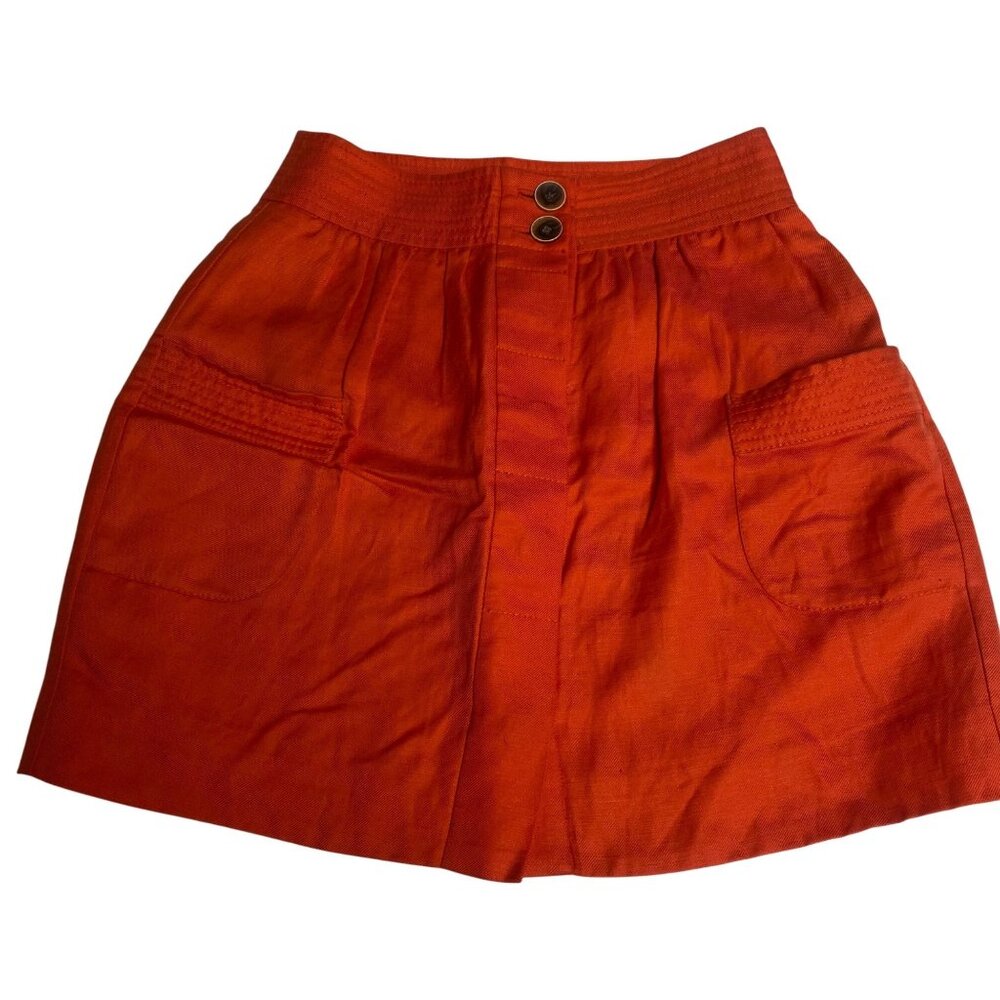 J.Crew Womens Orange Linen Blend Mini‎ Skirt With Pockets Size 2